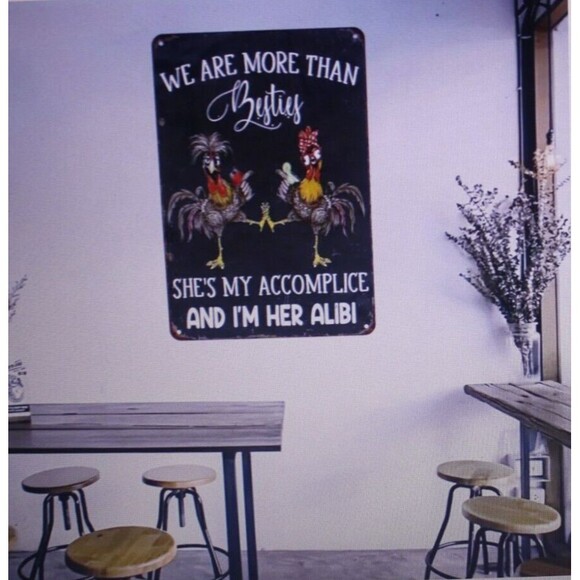 We Are More Than Besties...Metal Sign Humor Home Decor She Shed NIP - Picture 5 of 8